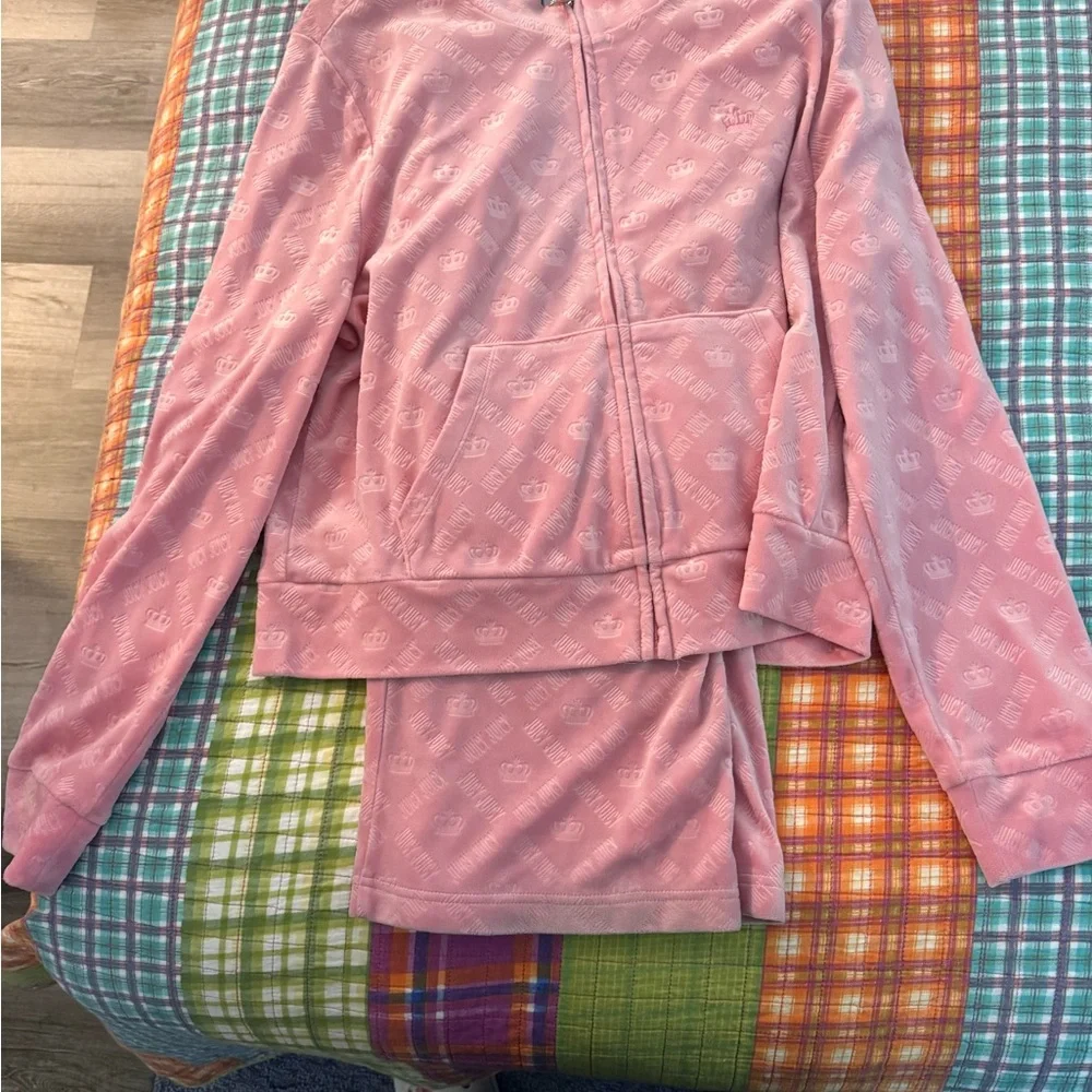Juicy Couture Pink Monogram Velour Lounge Set - XL - Picture 1 of 9